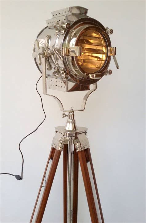 Big Chrome Antique Vintage Light Searchlight Spotlight With Etsy In