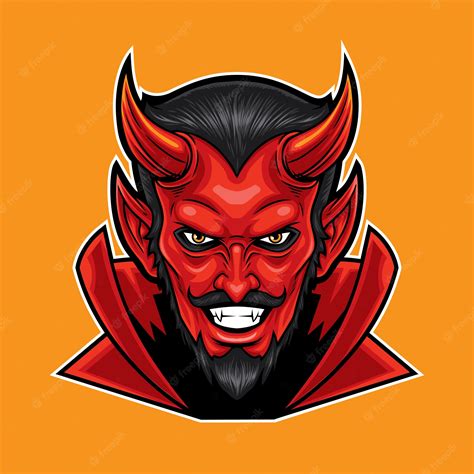 Red Devil Head Mascot Vector Premium