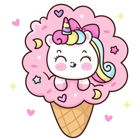 Premium Vector Cute Unicorn In Sweet Ice Cream