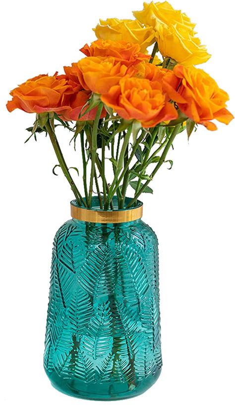 Rrmman Glass Embossed Vase European Style Antique Embossed Glass Bottle Flower