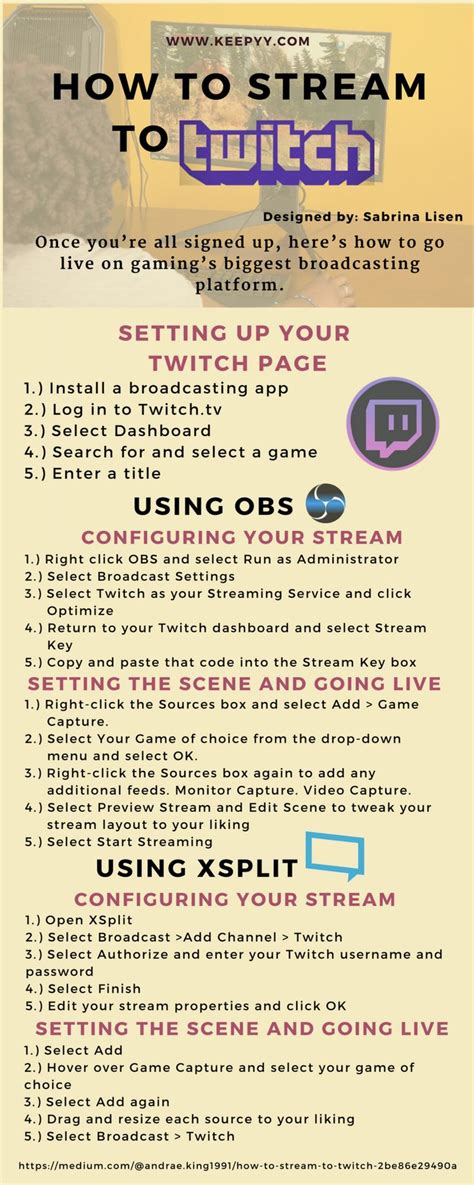 How To Stream To Twitch Infographic With Images Twitch Streaming Setup