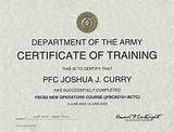 Images of Us Army Training Certificates