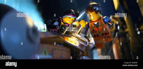 Emmet Brickowski Lucy Wyldstyle The Lego Movie 2014 Stock Photo Alamy