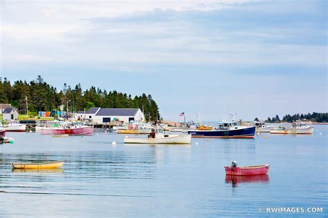 Framed Photo Print Of Corea Maine Lobster Boats In Harbor Quaint
