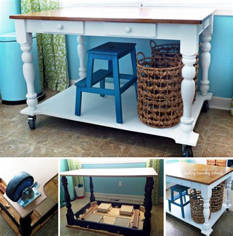 The creative room is a. Rolling Table Island | Craft room desk, Diy crafts desk ...