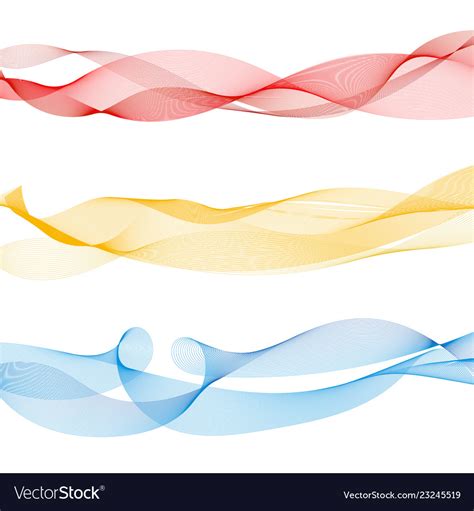Set Of Abstract Colorful Smooth Wave Lines Red Vector Image