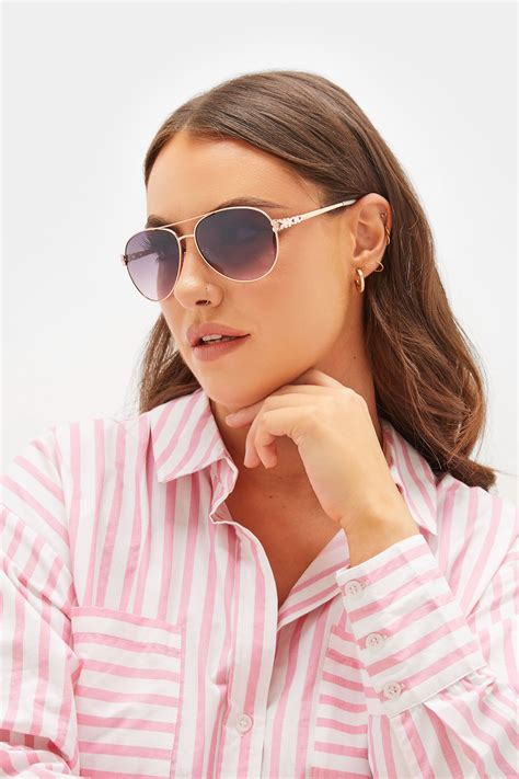 Rose Gold Aviator Sunglasses Yours Clothing