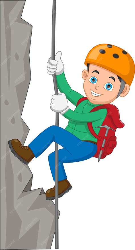 Premium Vector Boy Mountain Climbing Cartoon