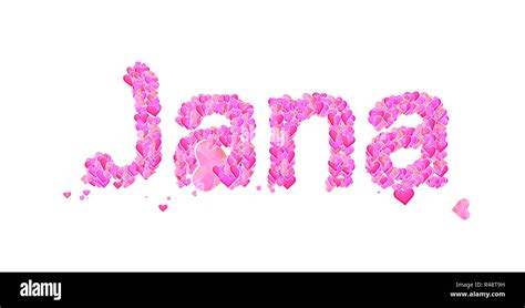 Jana Female Name Set With Hearts Type Design Stock Photo Alamy