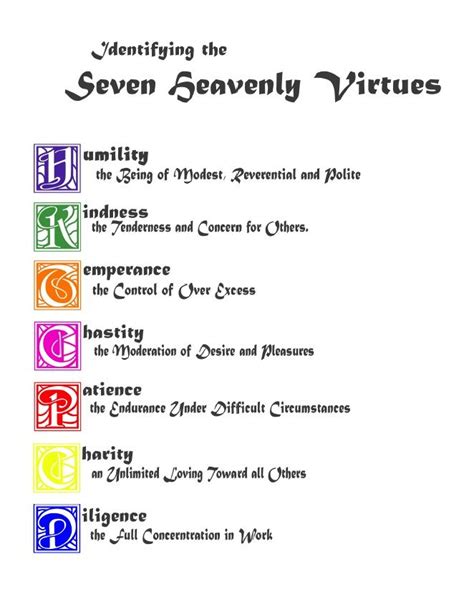 Seven Heavenly Virtues Christian Virtues Virtue Faith