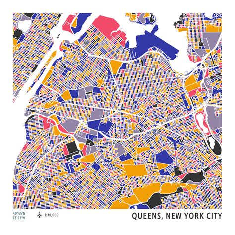 Queens Nyc Mosaic Map Instant Download Nyc Map Art Digital Etsy