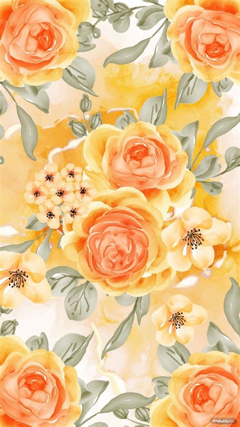 Orange Background Design With Flowers Best Flower Site
