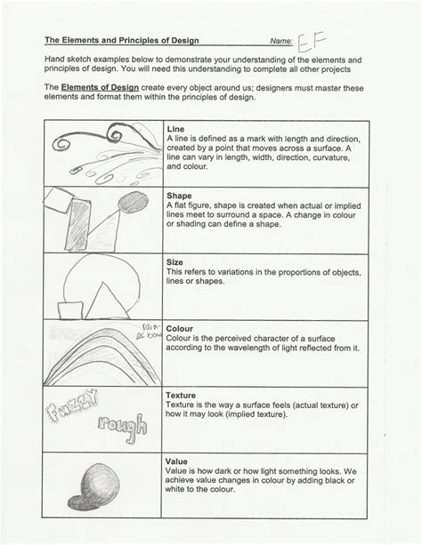 Elements Of Principle Design Worksheet Principles of design
