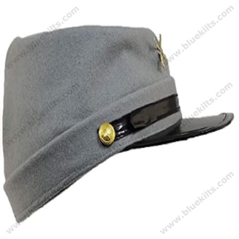 100 Wool Mens Civil War Replica Kepi Hat Lxl Grey Blue Kilts