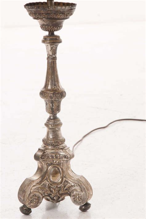 French 19th Century Pair Of Silver Plate Candlestick Lamps At 1stdibs