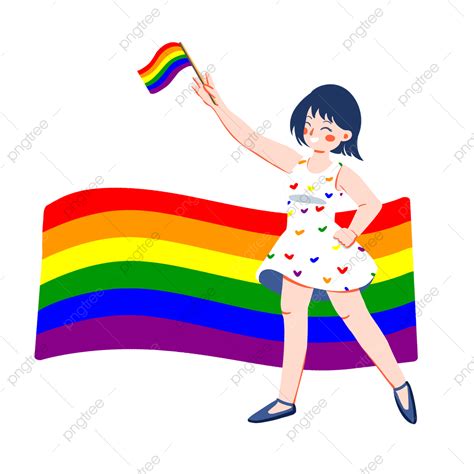 Labt驕傲日彩虹背景可愛女孩剪貼畫 剪貼畫 同性 彩虹素材圖案，psd和png圖片免費下載