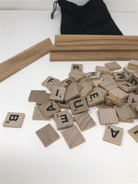 Set Of 4 Scrabble Wooden Tile Racks And 99 Tiles Replacement Etsy