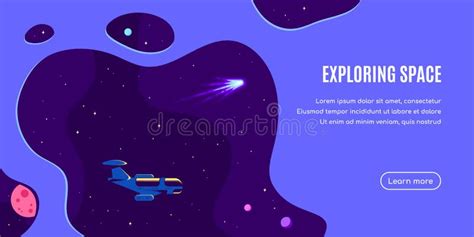Outer Space Concept Banner Template In Flat Style Stock Vector
