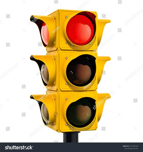 Yellow Traffic Light Red Color 3d Stock Illustration 1237781449