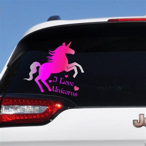 I Love Unicorns Decal Unicorn Car Decals Car Bumper Sticker