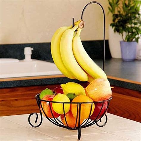 Practical Tableware Metal Fruit Basket Banana Hanger Hook Storage