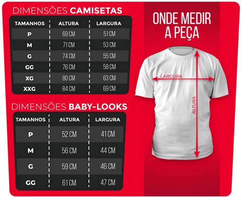Tabela De Tamanhos Fábrica De Camisetas Em Curitiba 41 3286 1158