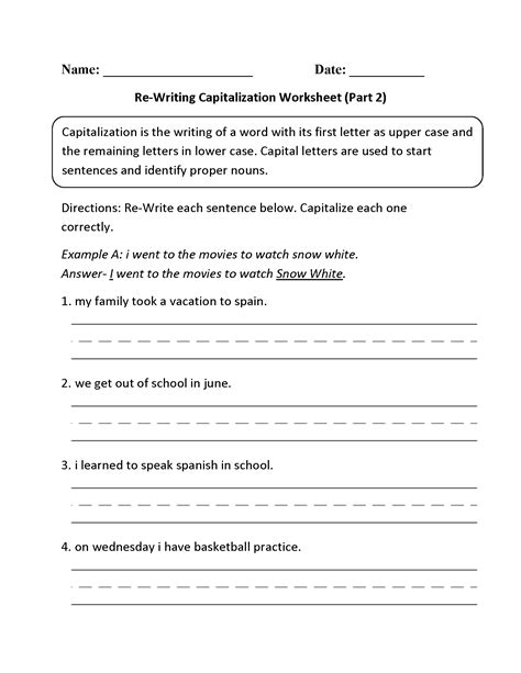 Capitalization And Punctuation Worksheets With Answers