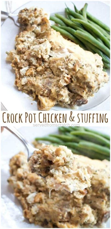 Crock Pot Chicken And Stuffing From Scratch Served From Scratch