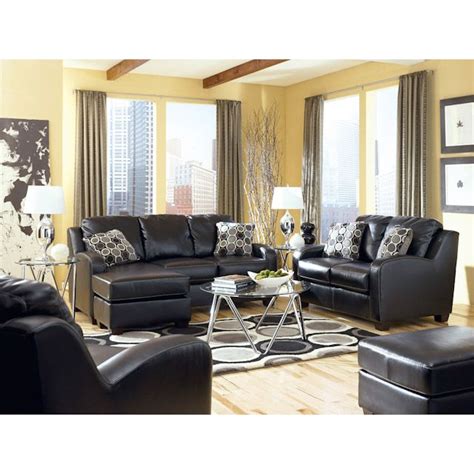 Devin Durablend Black Leather Living Room Set Sofa Chaise Loveseat