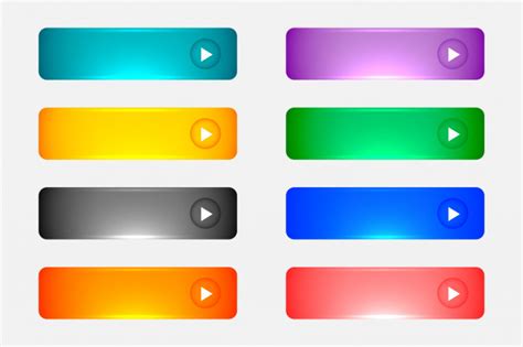 Conjunto de botones de colores vacíos web brillante o brillante ...