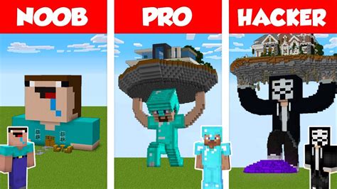 Minecraft Noob Vs Pro Vs Hacker Statue House Build Challenge In Minecraft Animation Youtube