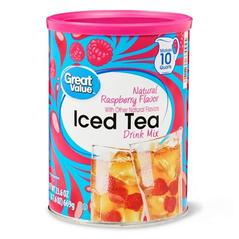 Great Value Natural Raspberry Flavor Iced Tea Drink Mix 236 Oz