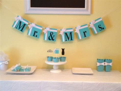 breakfast at tiffany s tiffany blue party decorations mr and mrs banner on etsy 12 00