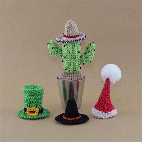 Crochet Halloween Cactus And Tiny Hats Santa Hat Tiny Witch Etsy
