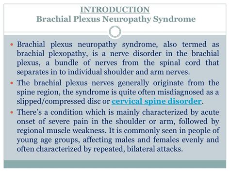 Brachial Plexus Neuropathy Syndrome Causes Symptoms Daignosis And