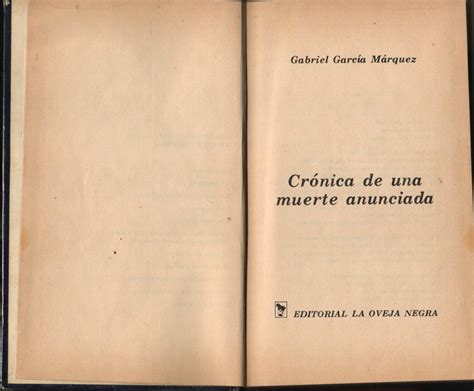 Crónica De Una Muerte Anunciada 1a Edición Tapa Dura 129900 En