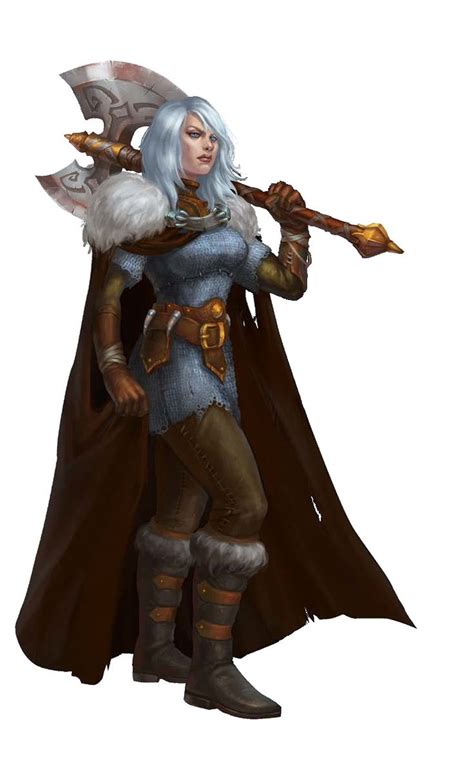 Female Human Axe Fighter Chain Mail Armor Pathfinder PFRPG DND D D
