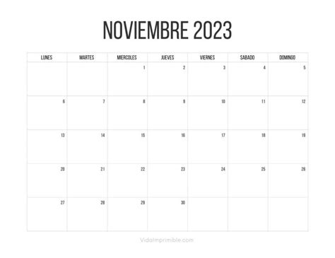Calendarios Noviembre 2023 Para Imprimir Gratis Vida Imprimible