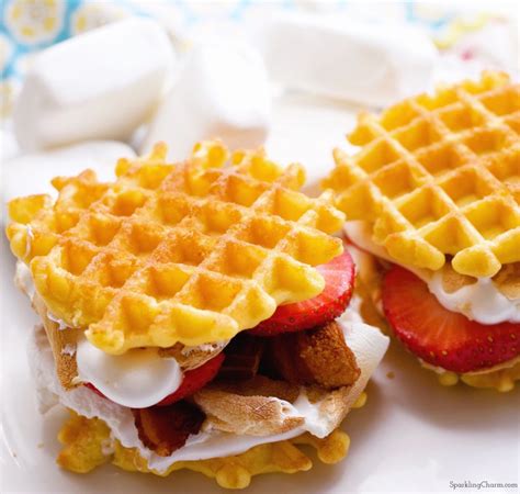 Belgium Waffle Strawberry And Bacon Smores Sandwich Sparkling Charm