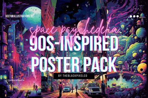 90s Space Psychedelia Inspired Poster Pack 2569039