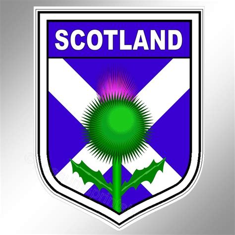 The Scottish Thistle Emblem Is Shown In Purple And White With Green Leaves On It