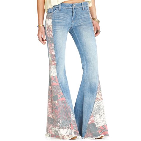 Free People Patchwork Flared Jeans In Blue Indigo Combo Lyst