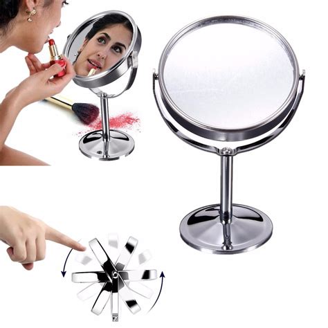 Portable Makeup Cosmetic Compact Mirror Double Sided Normal And Magnifying Stand