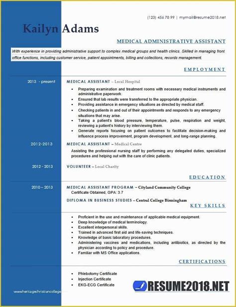 Free Medical Resume Templates Microsoft Word Of Medical Assistant