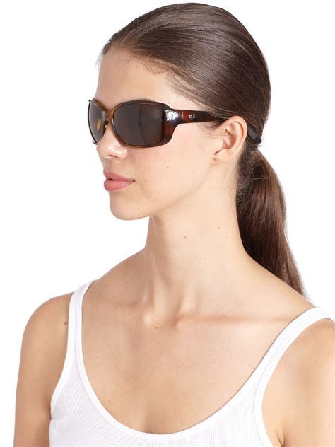 Ray Ban Big Glamour Tortoise Wrap Sunglasses In Brown Lyst