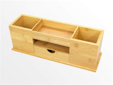 Desk Tidy Wide Stationery Organiser Bamboo Stationery Box Office