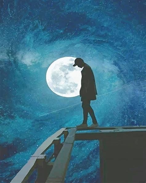 Lonely Man Moon Silhouette New Paint By Numbers Numeral Paint