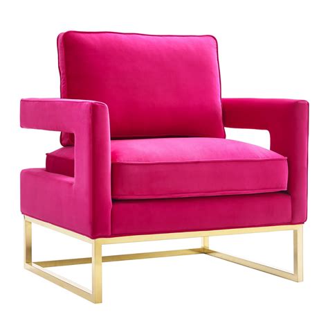 Pink velvet upholstered armchair gold accent chair. TOV Furniture Avery Pink Velvet Chair A120 at Homelement.com