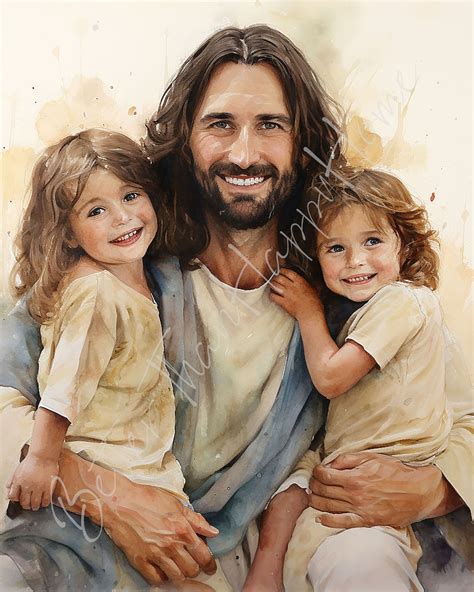 Jesus Christ Art Christ With The Children Portrait Art Print