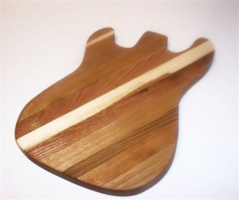 Guitar Wood Cutting Board Handcrafted From Mixed Hardwoods